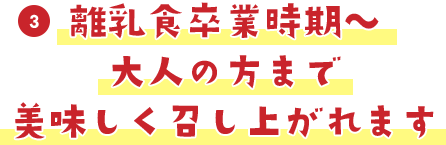 離乳食卒業時期～大人の方まで美味しく召し上がれます