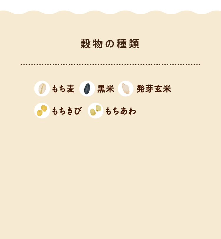 【穀物の種類】もち麦/黒米/発芽玄米/もちきび/もちあわ