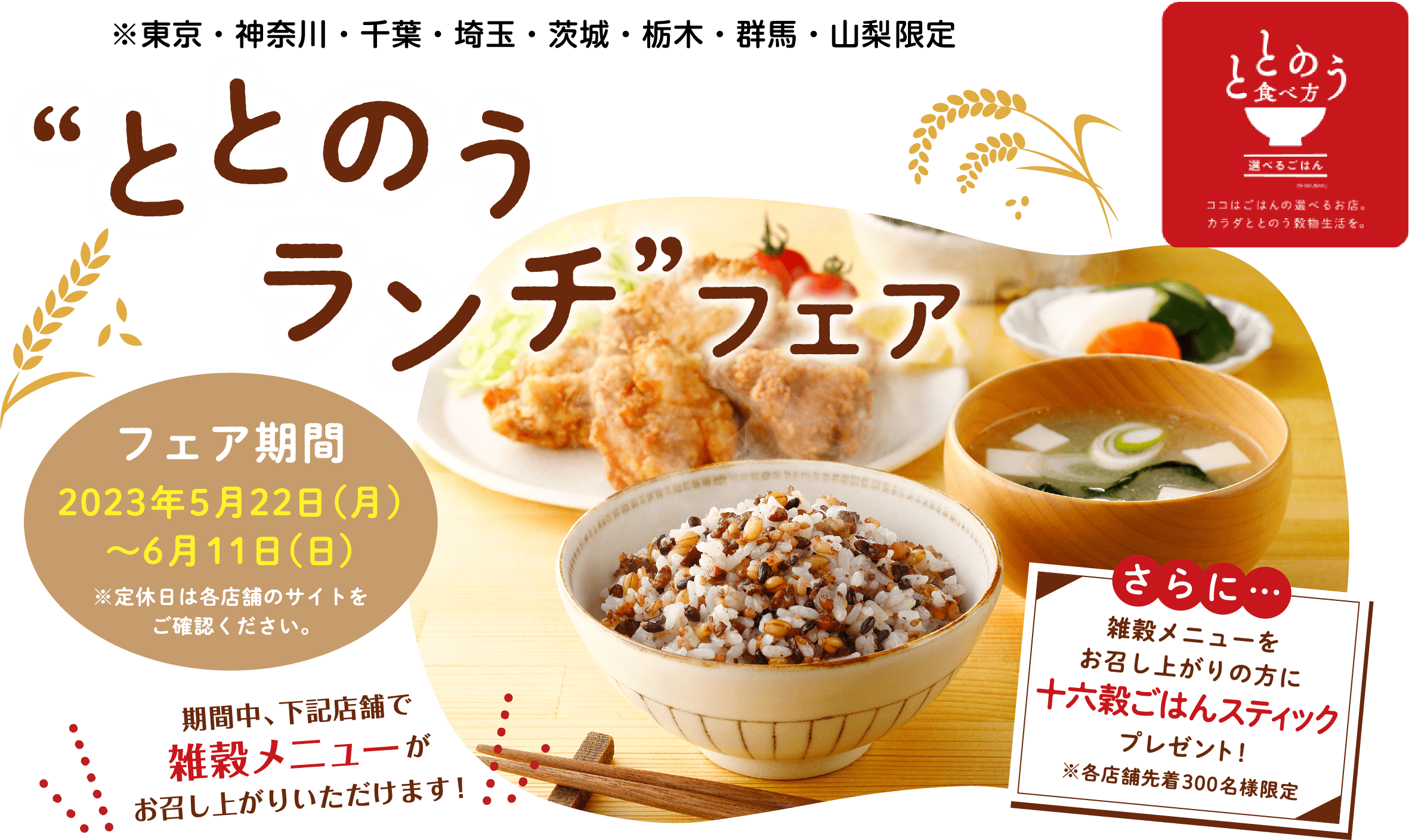 ※東京・神奈川・千葉・埼玉・茨城・栃木・群馬・山梨限定“ととのうランチ”フェア