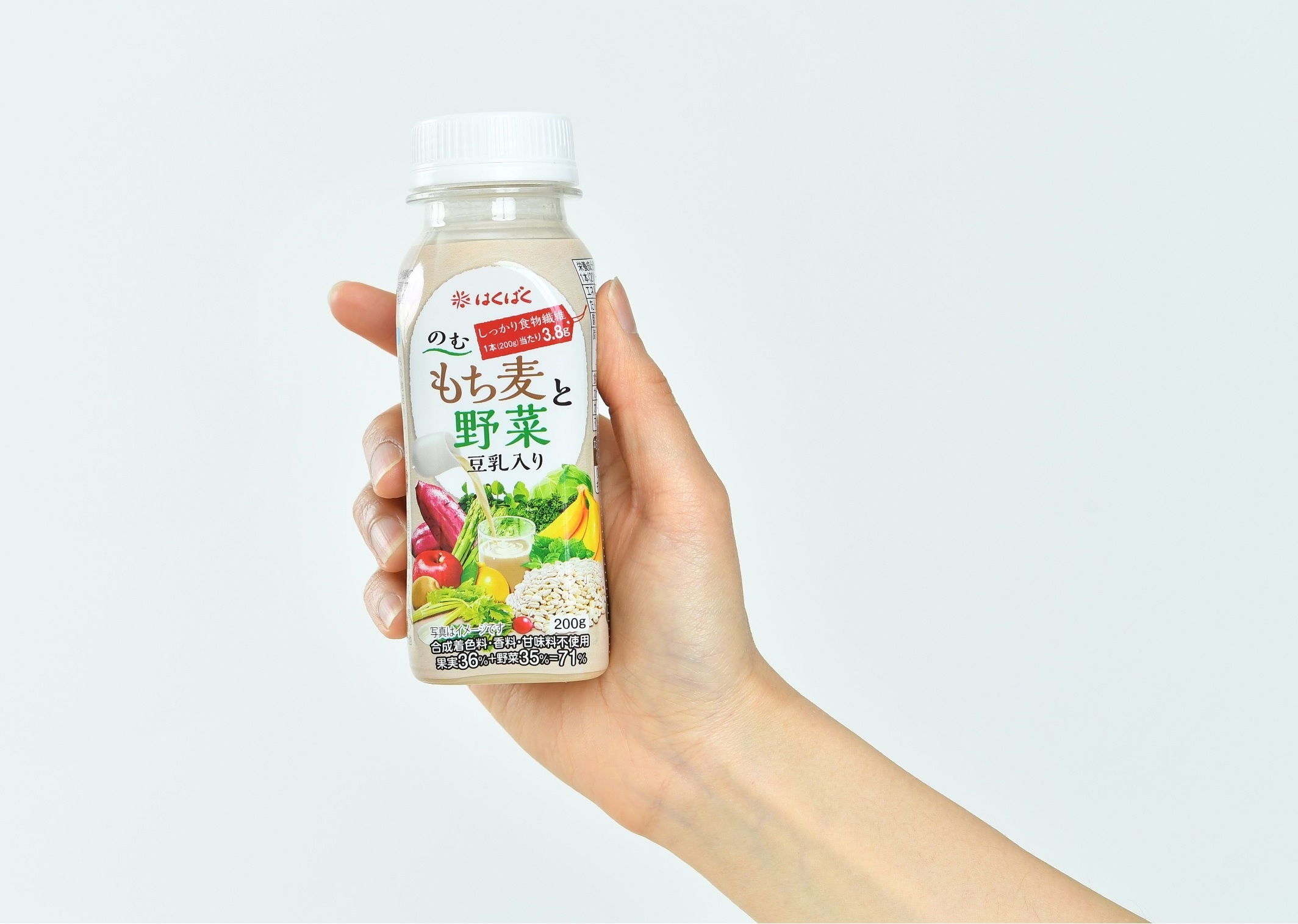 新感覚 ワンハンドで手軽に飲む食物繊維 のむもち麦と野菜 豆乳入り 新発売 ニュース はくばく