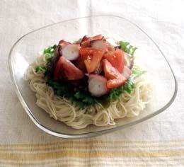 タコとトマトのそうめん