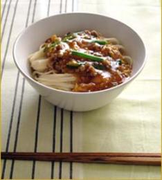 豚挽肉とキムチのあんかけうどん